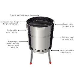 15.5 in Stainless Steel Round BBQ Charcoal Grill with Stand