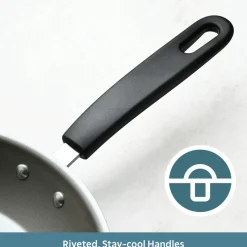 Primaware 3 Piece Nonstick Sauté Pan and Griddle Set, 9.5 and 11 Inch Sauté Pans, and 11 Inch Griddle