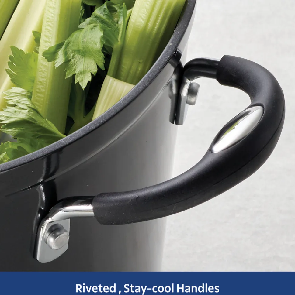 8 Quart Ceramic Nonstick Covered Stock Pot, Charcoal Gray
