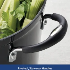 12 Quart Ceramic Nonstick Covered Stock Pot, Charcoal Gray