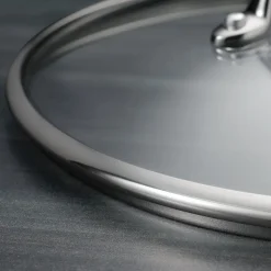3 Quart Tri-Ply Clad Stainless Steel Covered Deep Saute Pan - Glass Lids