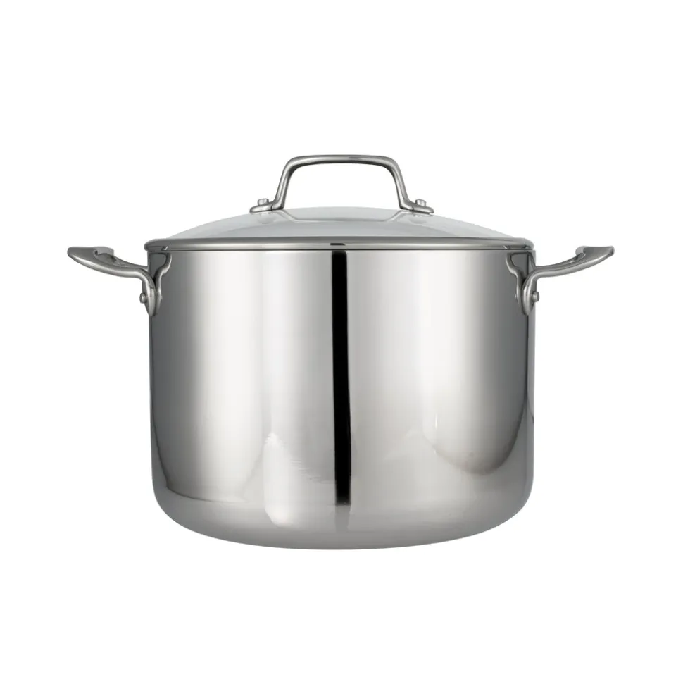 Tri-Ply Clad 8 Quart Stainless Steel Covered Stock Pot - Glass Lid