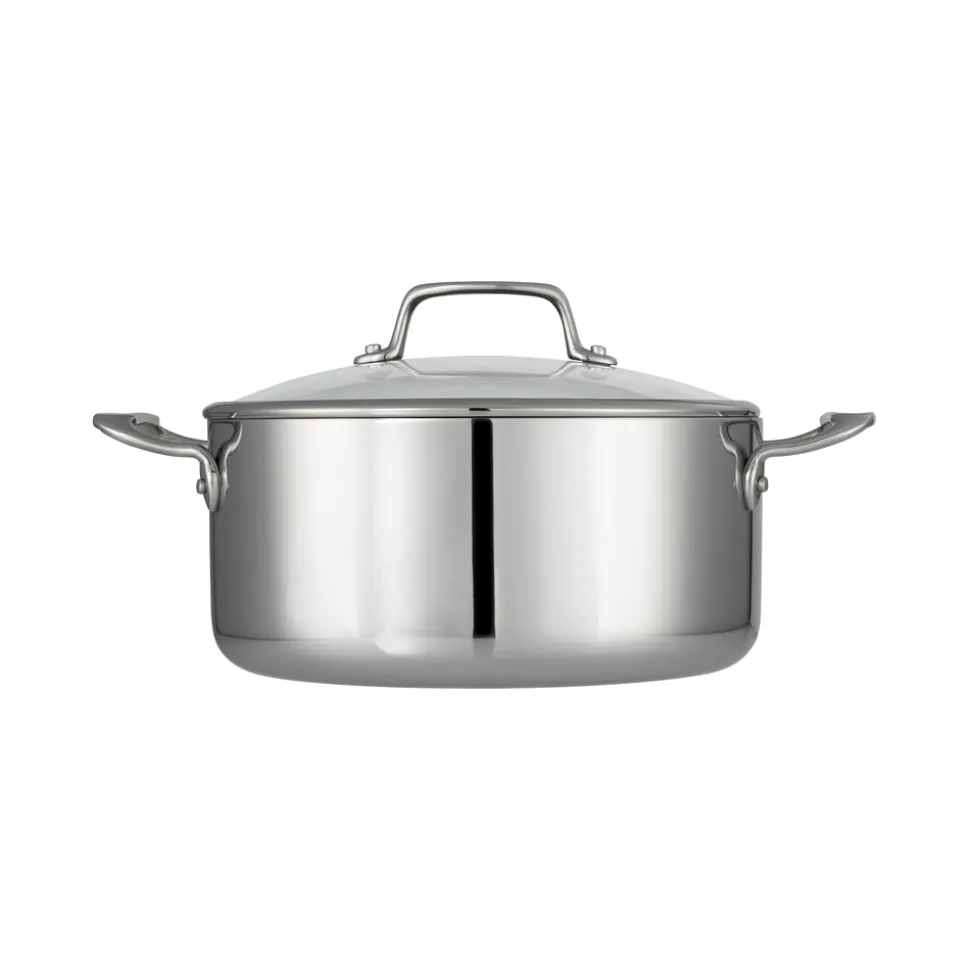 Tri-Ply Clad 5 Quart Stainless Steel Covered Dutch Oven - Glass Lid