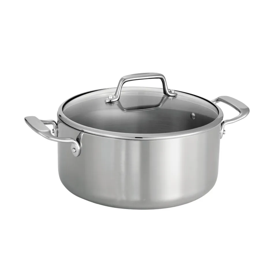 Tri-Ply Clad 5 Quart Stainless Steel Covered Dutch Oven - Glass Lid
