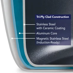 Utsava Tri-Ply Clad Covered Casserole with Ceramic Interior