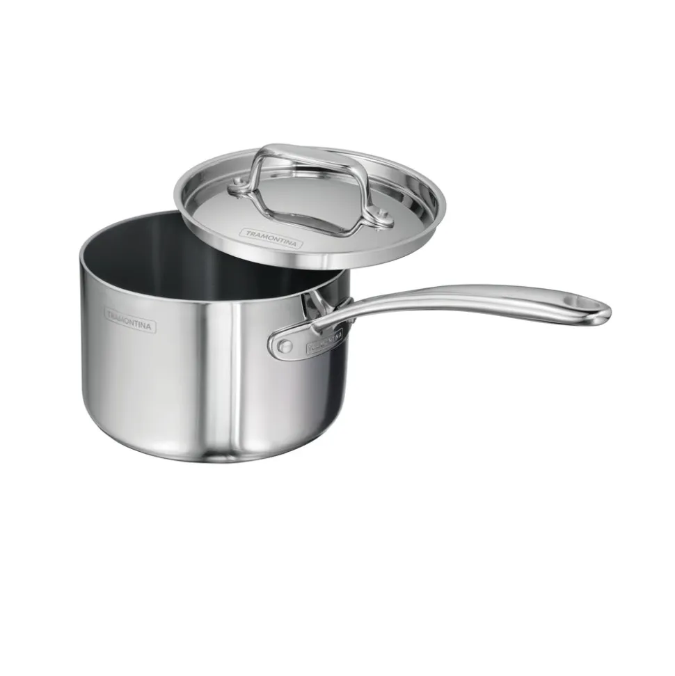 Utsava Tri-Ply Clad 2.2 Qt Covered Saucepan with Ceramic Interior
