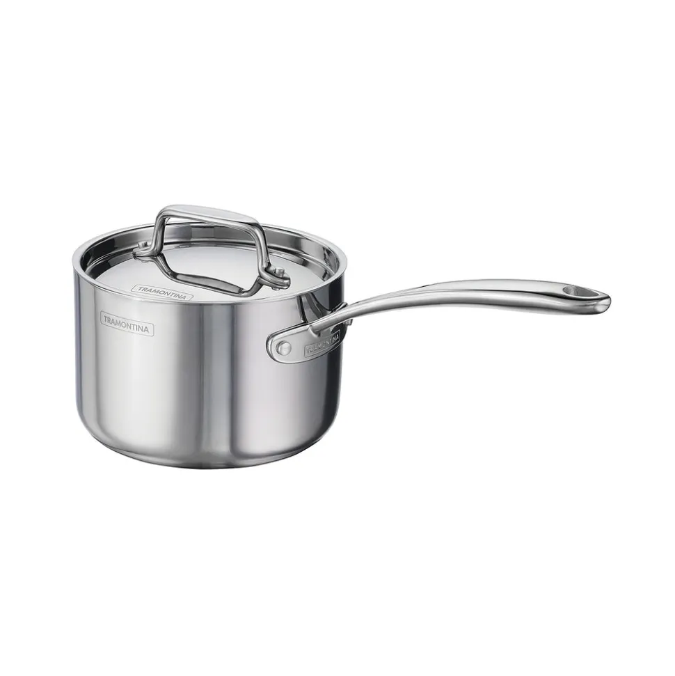 Utsava Tri-Ply Clad 2.2 Qt Covered Saucepan with Ceramic Interior