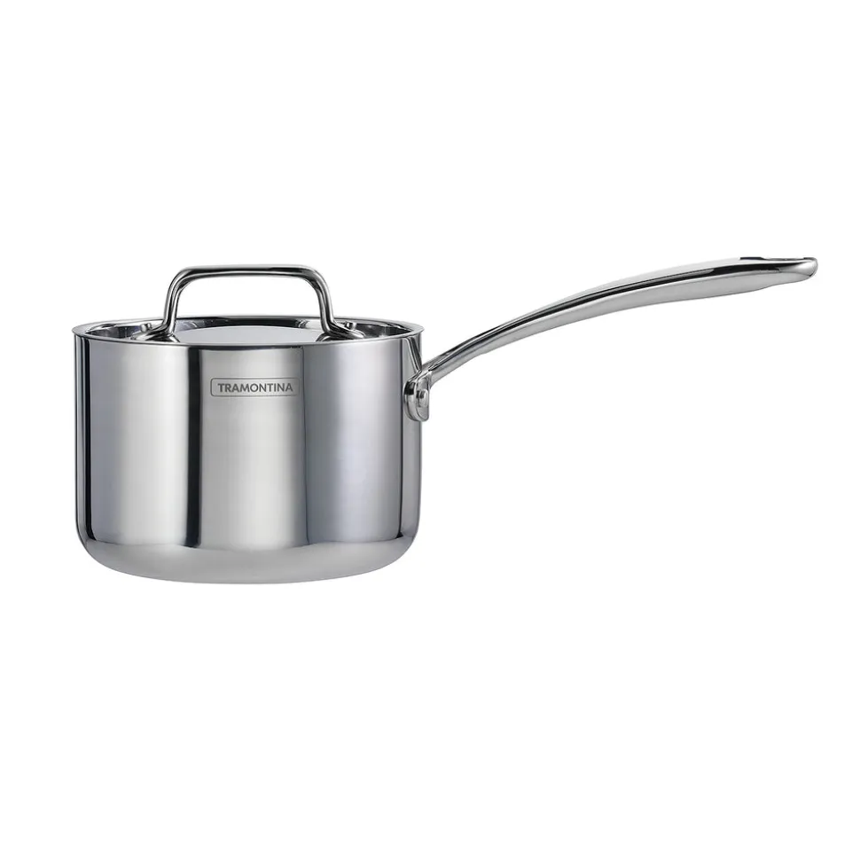 Utsava Tri-Ply Clad 2.2 Qt Covered Saucepan with Ceramic Interior