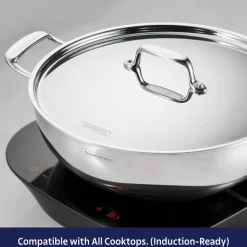 Utsava Tri-Ply Clad 3.75 Qt Covered Wok with Ceramic Interior